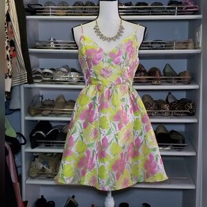 FLORAL PRINTED JACQUARD DRESS